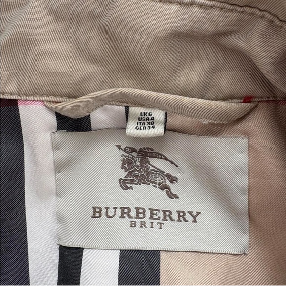 Burberry Brit Khaki Plaid Double-Breasted Trench Coat - Picture 4 of 8